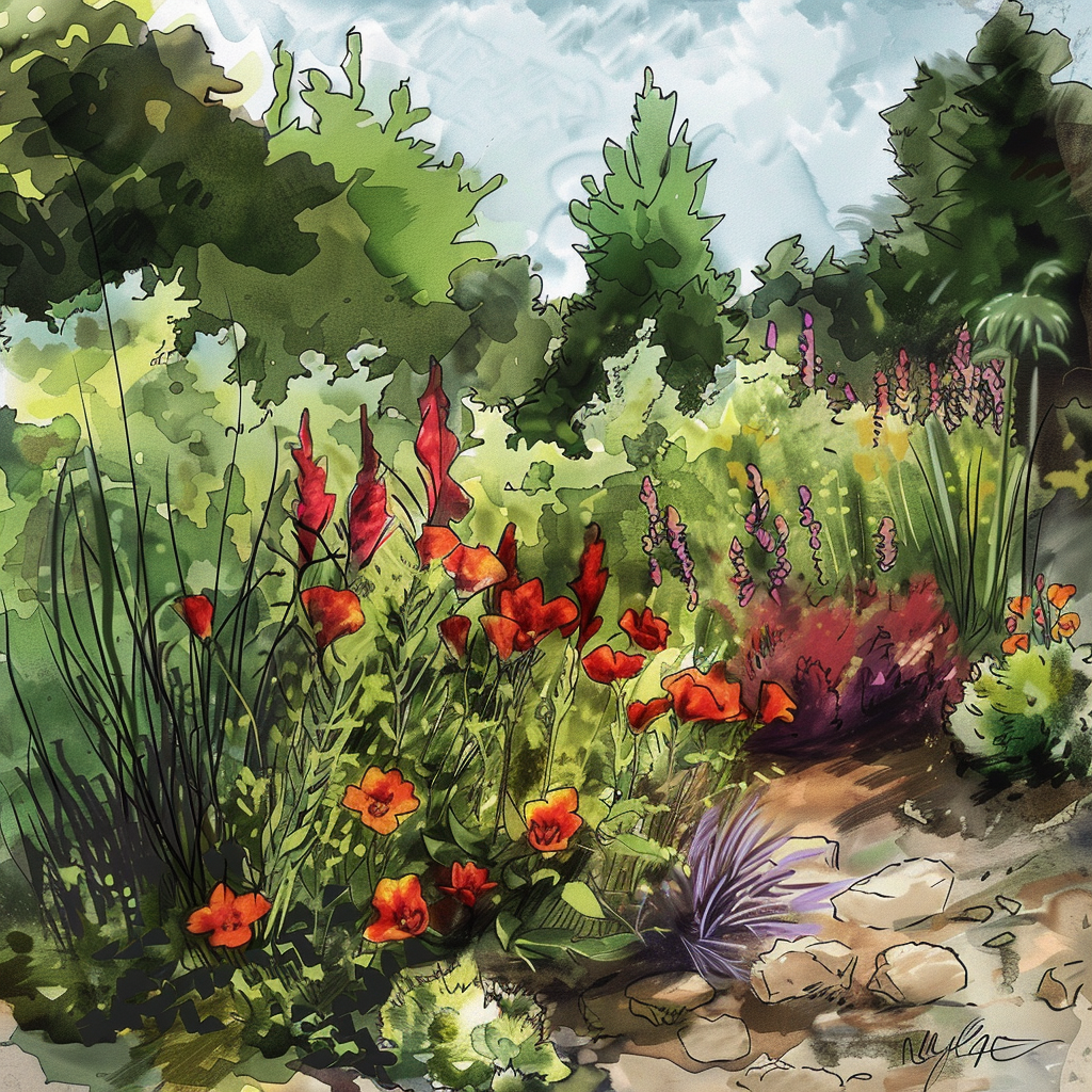 Vibrant Flower Garden Color Sketch