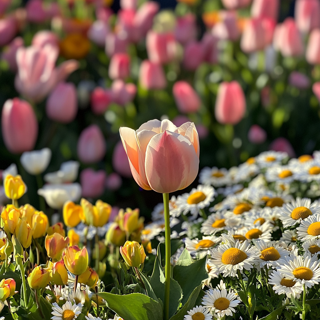 Vibrant Blooming Flower Garden Scene