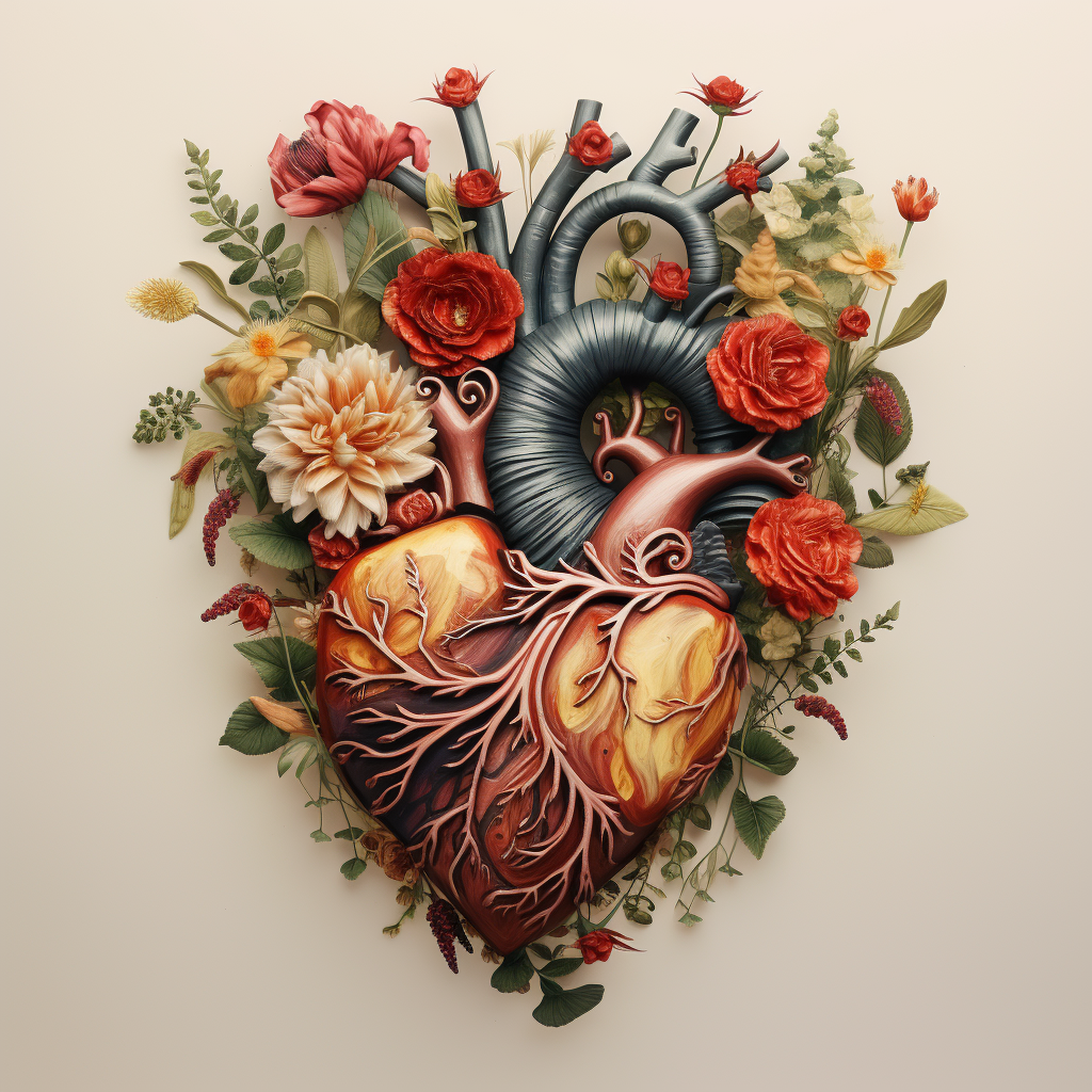 Realistic flower heart anatomy illustration