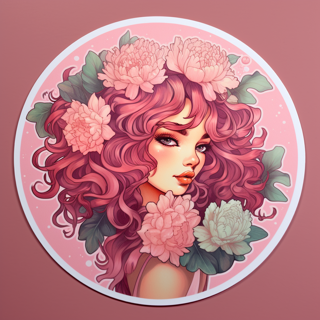 Circle sticker featuring flower design