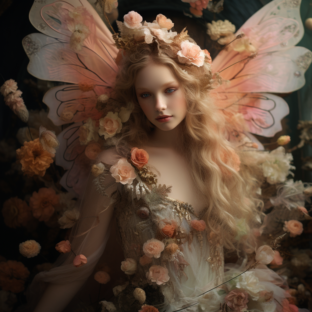 Enchanting flower petal fairy lady