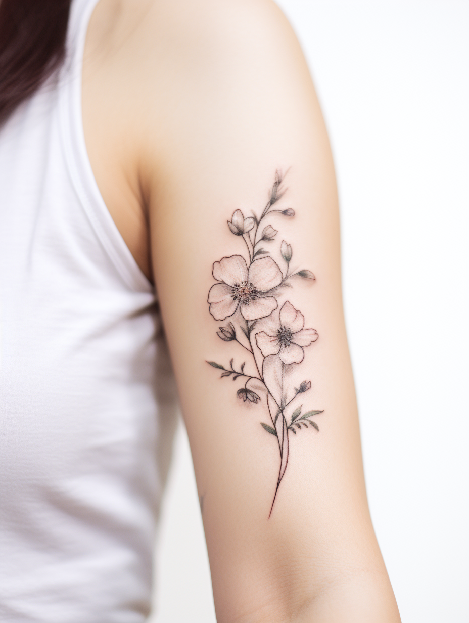 One-color flower tattoo design