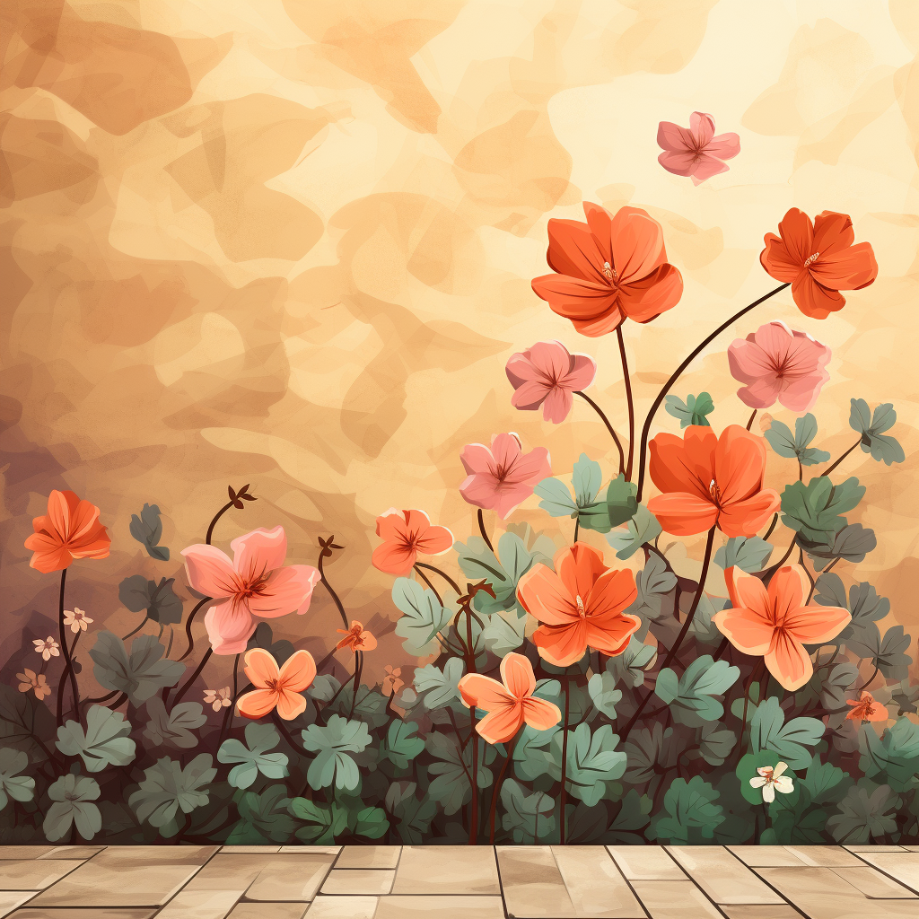 Colorful flower wall painting illustration