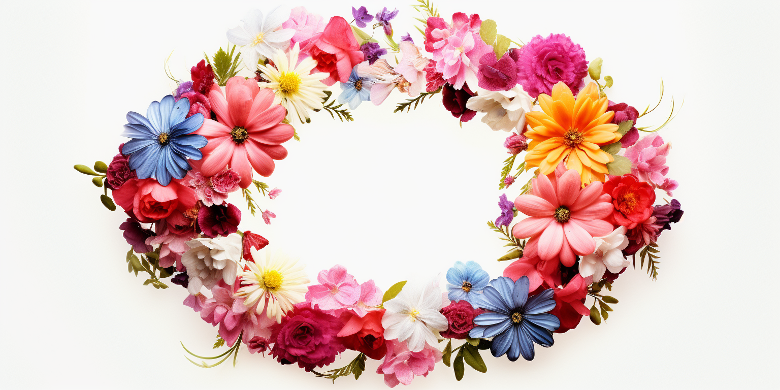 Flower wreath on white background