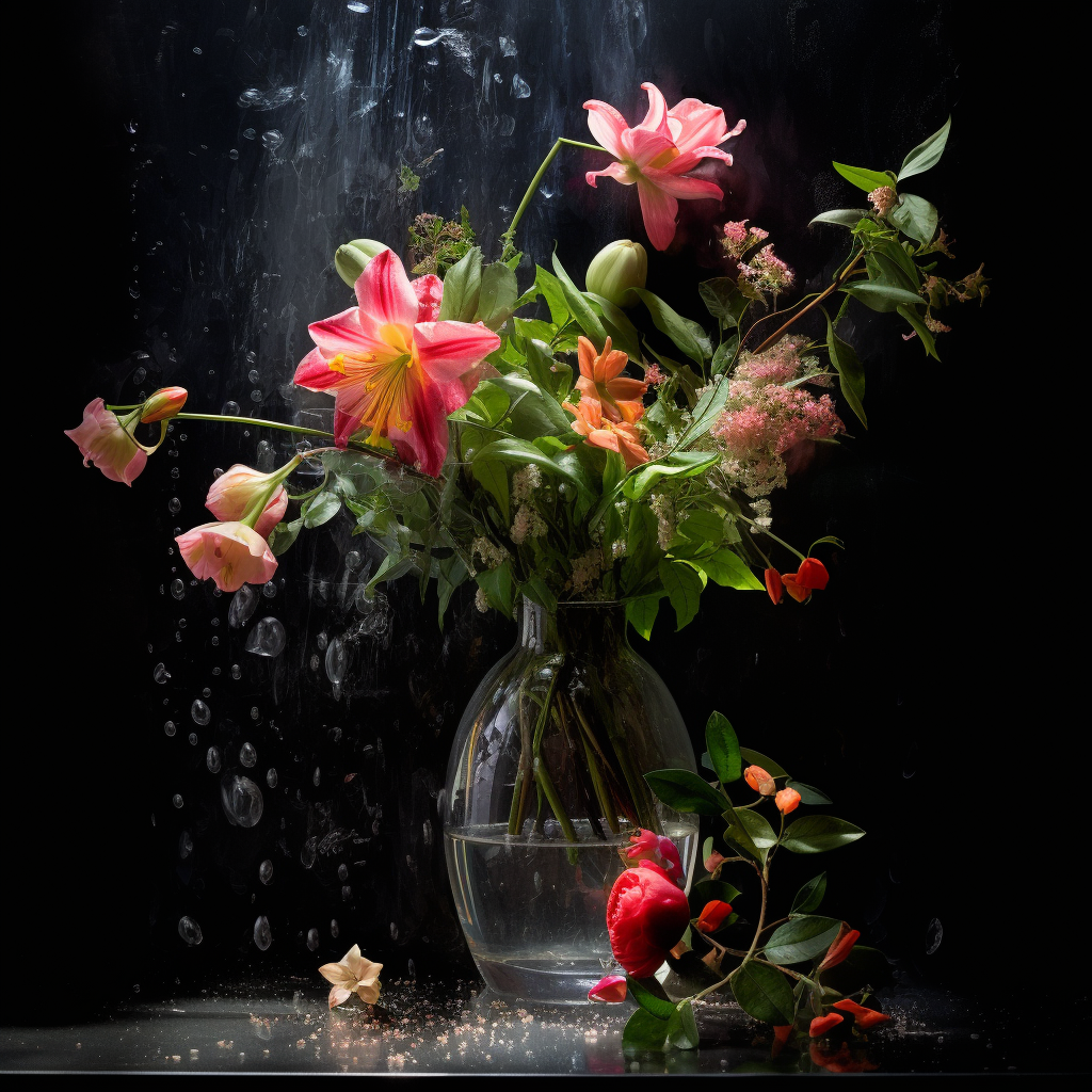 Gorgeous flower vase on black cement backdrop