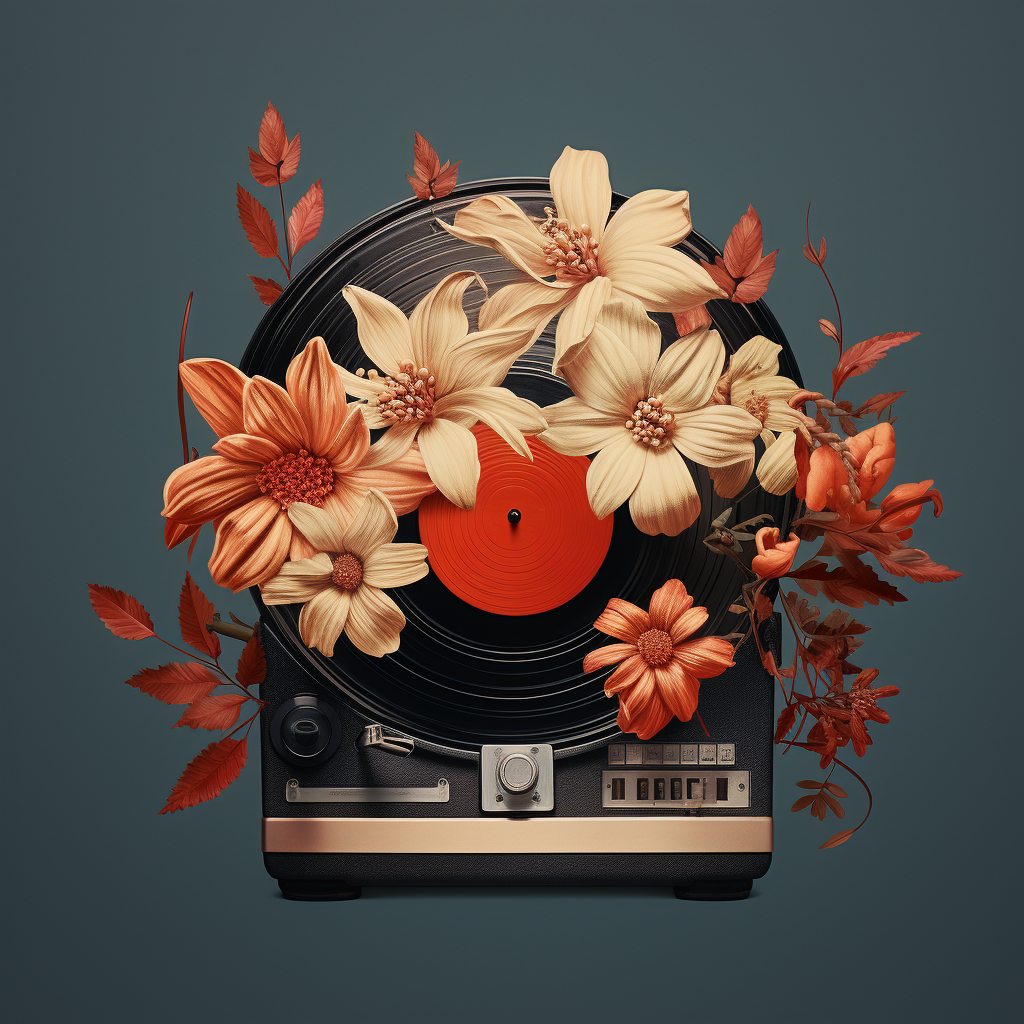 Flowers in Retro Record Cover Art