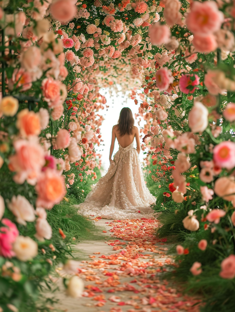 Woman Walking Amongst Flowers