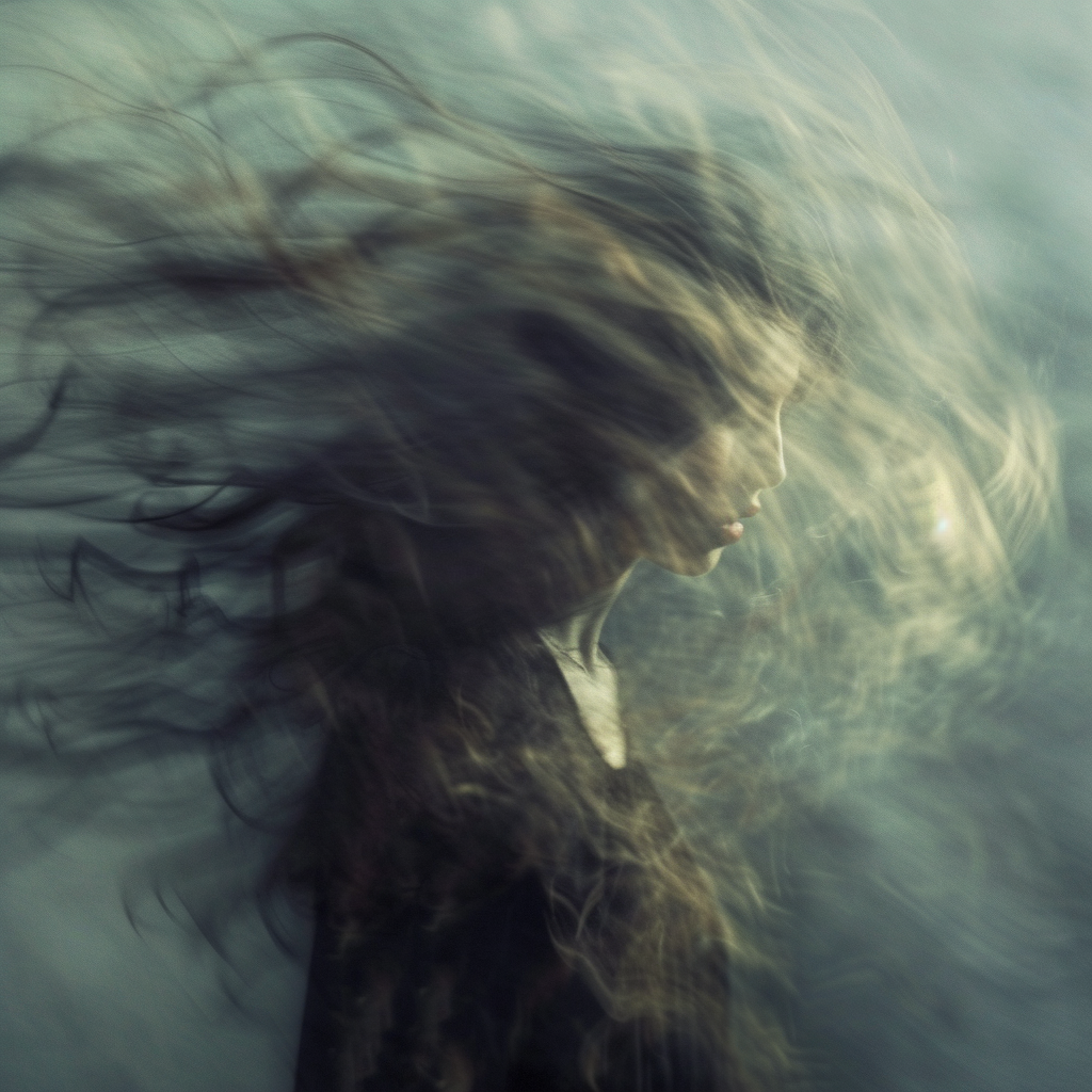 Beautiful flowing hair smoke abstract ghostly photo