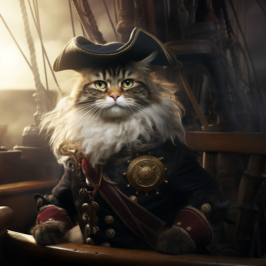 Fluffy Cat Pirate Captain Eye Patch