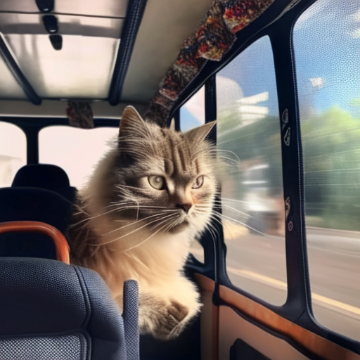 Fluffy Cats on School Bus