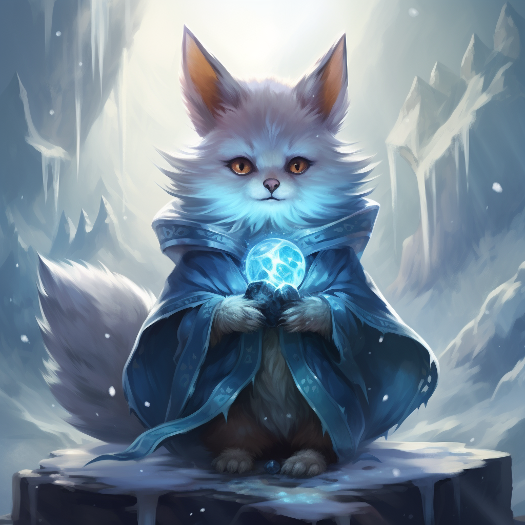 Cute fluffy fox using ice magic