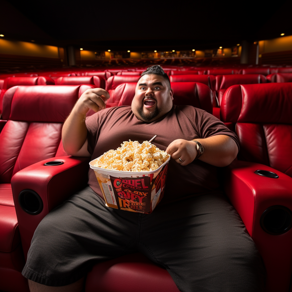 Fluffy Gabriel Iglesias Enjoying Popcorn in Cinema