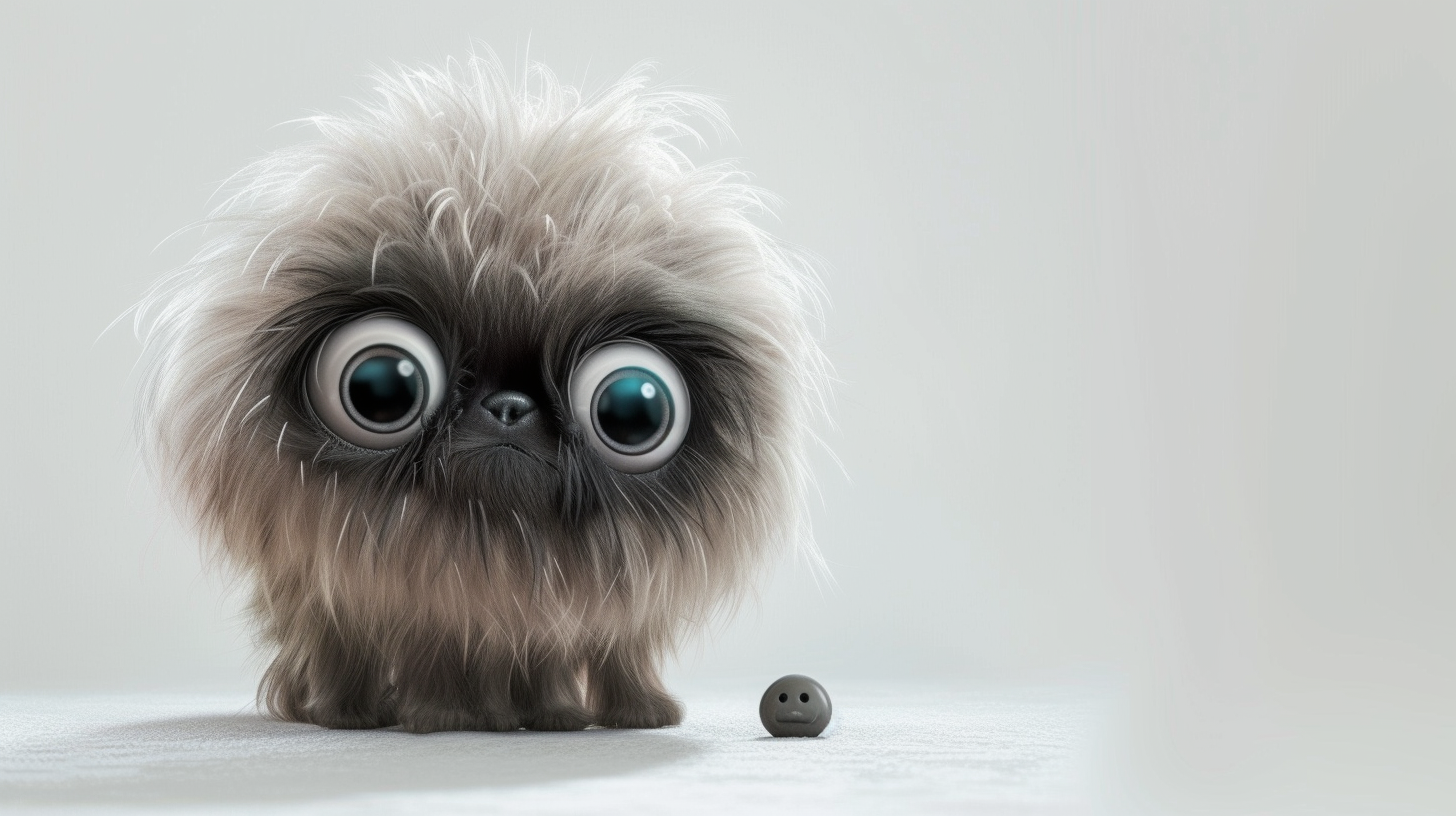 Cute fluffy little dog with big eyes