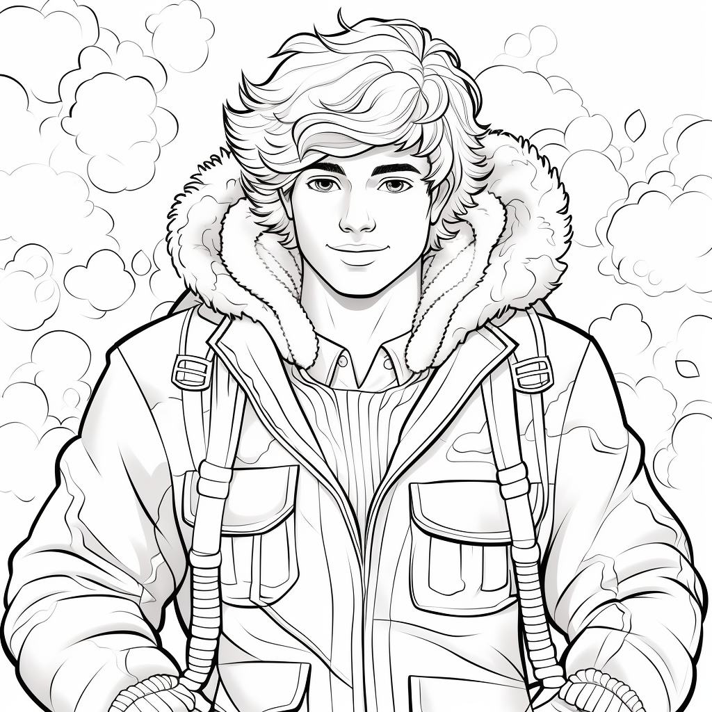 Ken from Barbie in fluffy wool hoodie coloring page