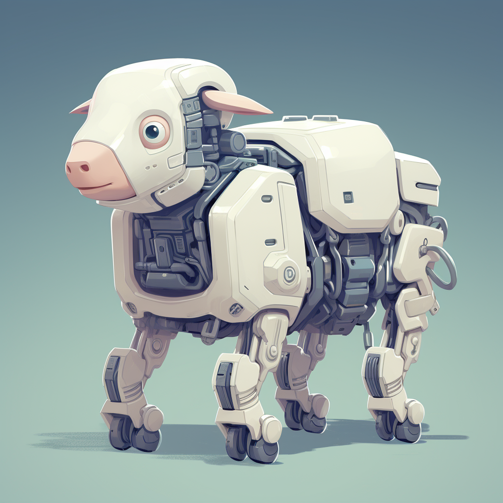 Robot sheep with fluffy fur