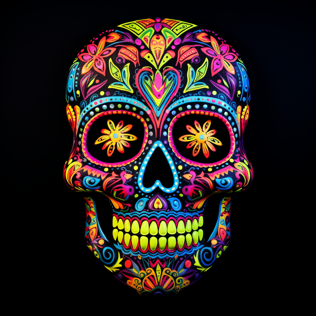 Colorful Mexican Skull with Stars