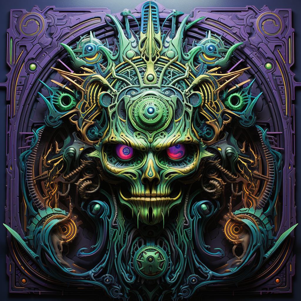 Colorful fluorescent psytrance wall art