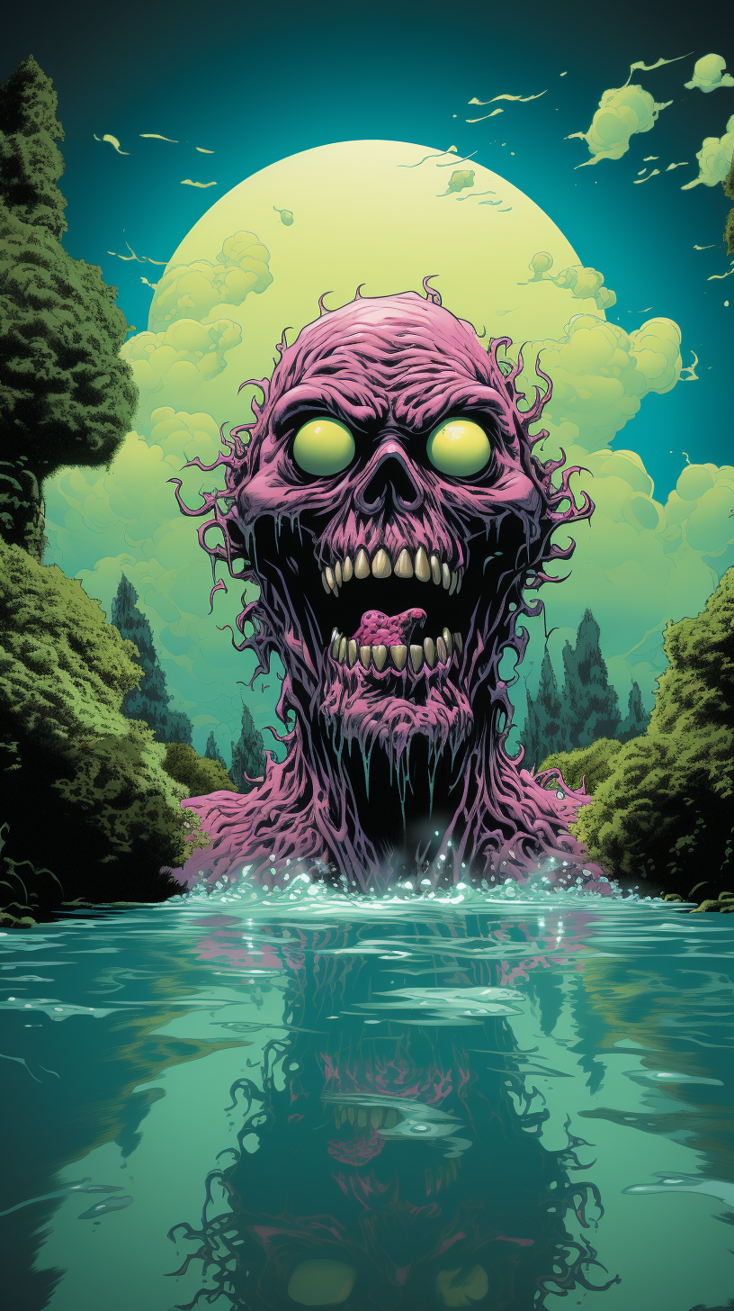 Fluorescent monster enjoying a pool party