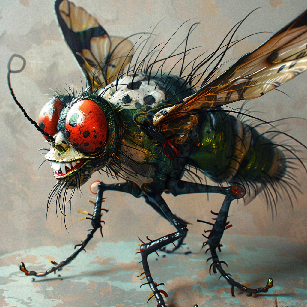 Detailed fly insect joker character