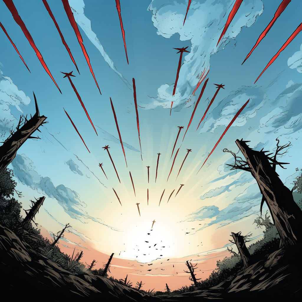 Comic-style drawn arrows in motion