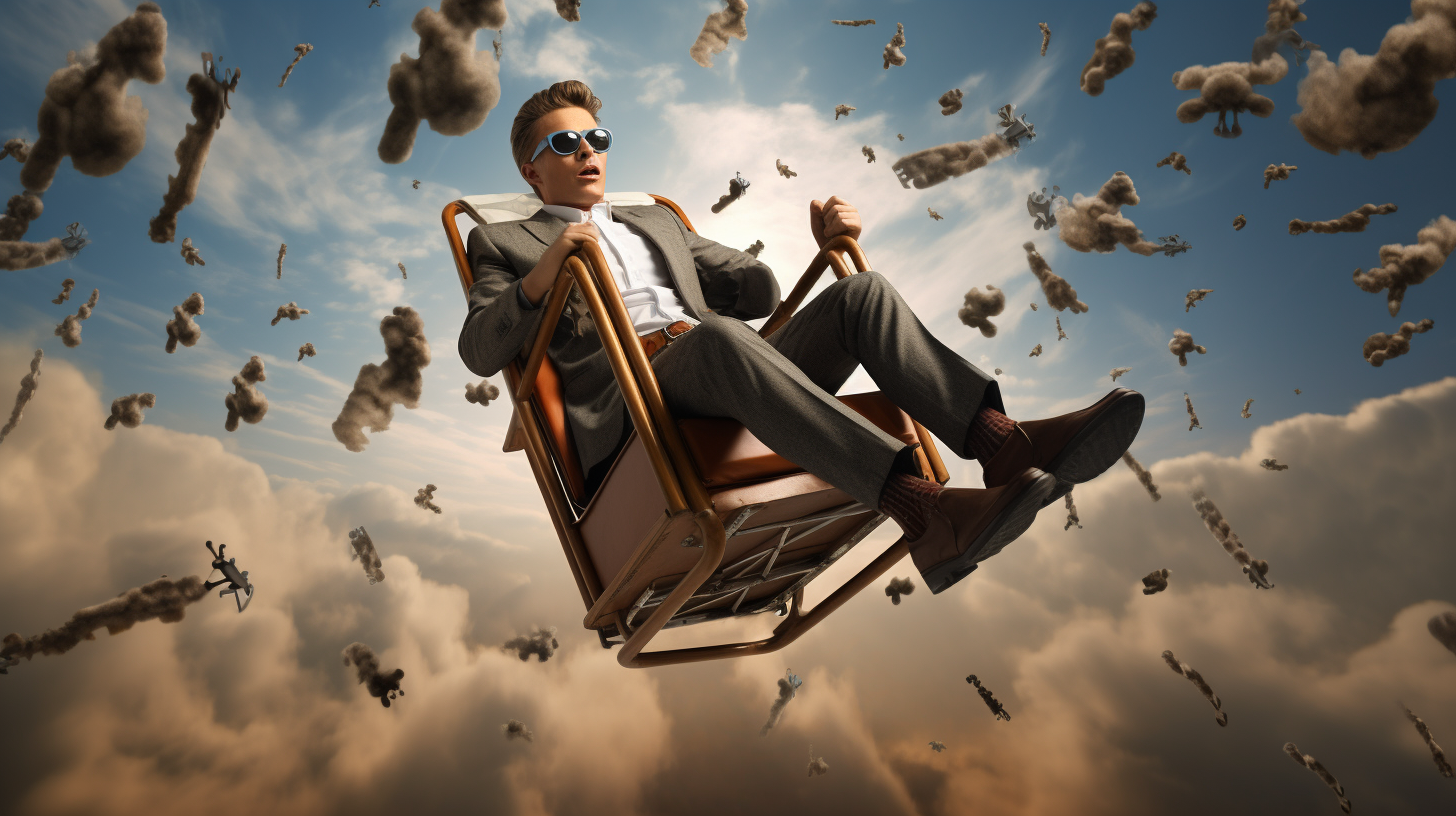 Man feeling dizzy in flying chair