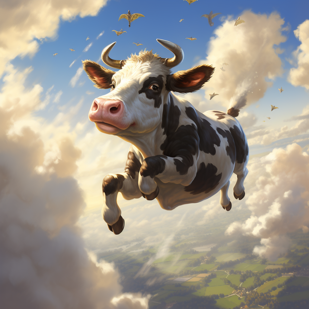 Flying cow illustration