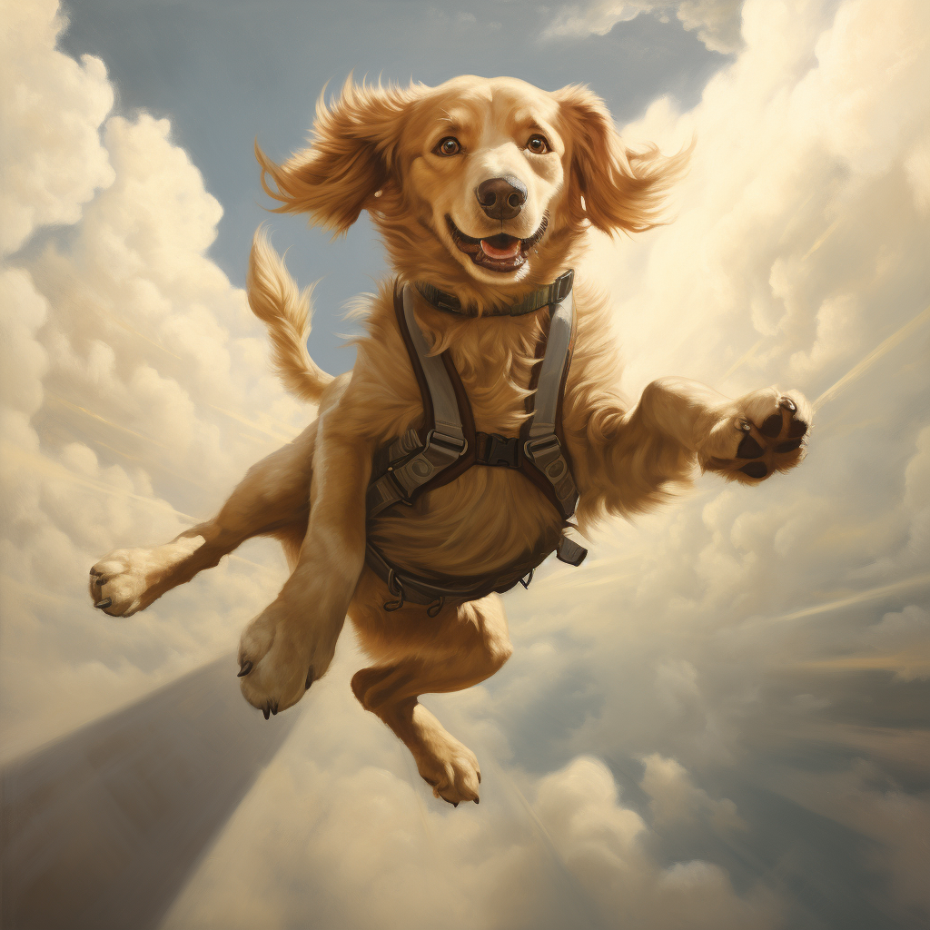 A dog soaring through the air with joy