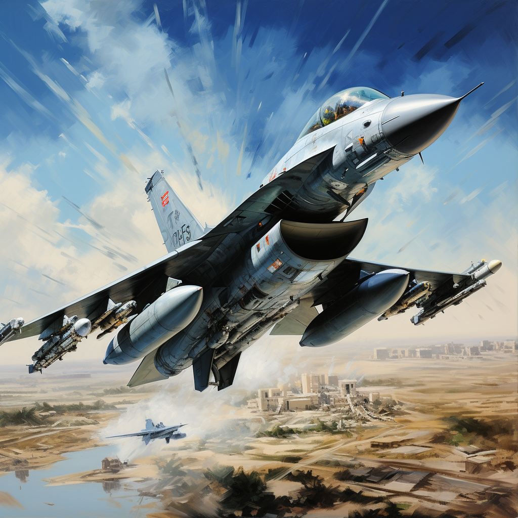 F-16 art painting in flight