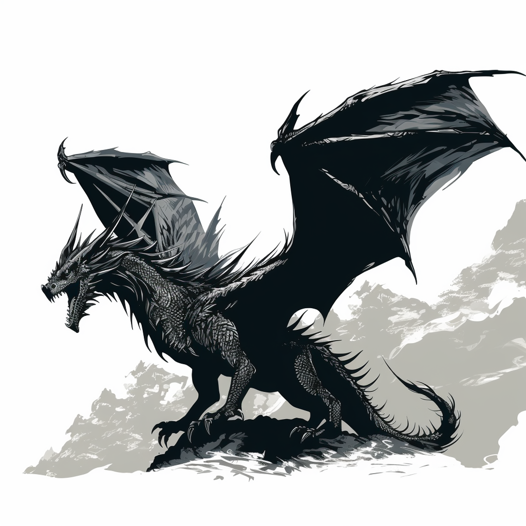 Flying Fantasy Dragon Silhouette