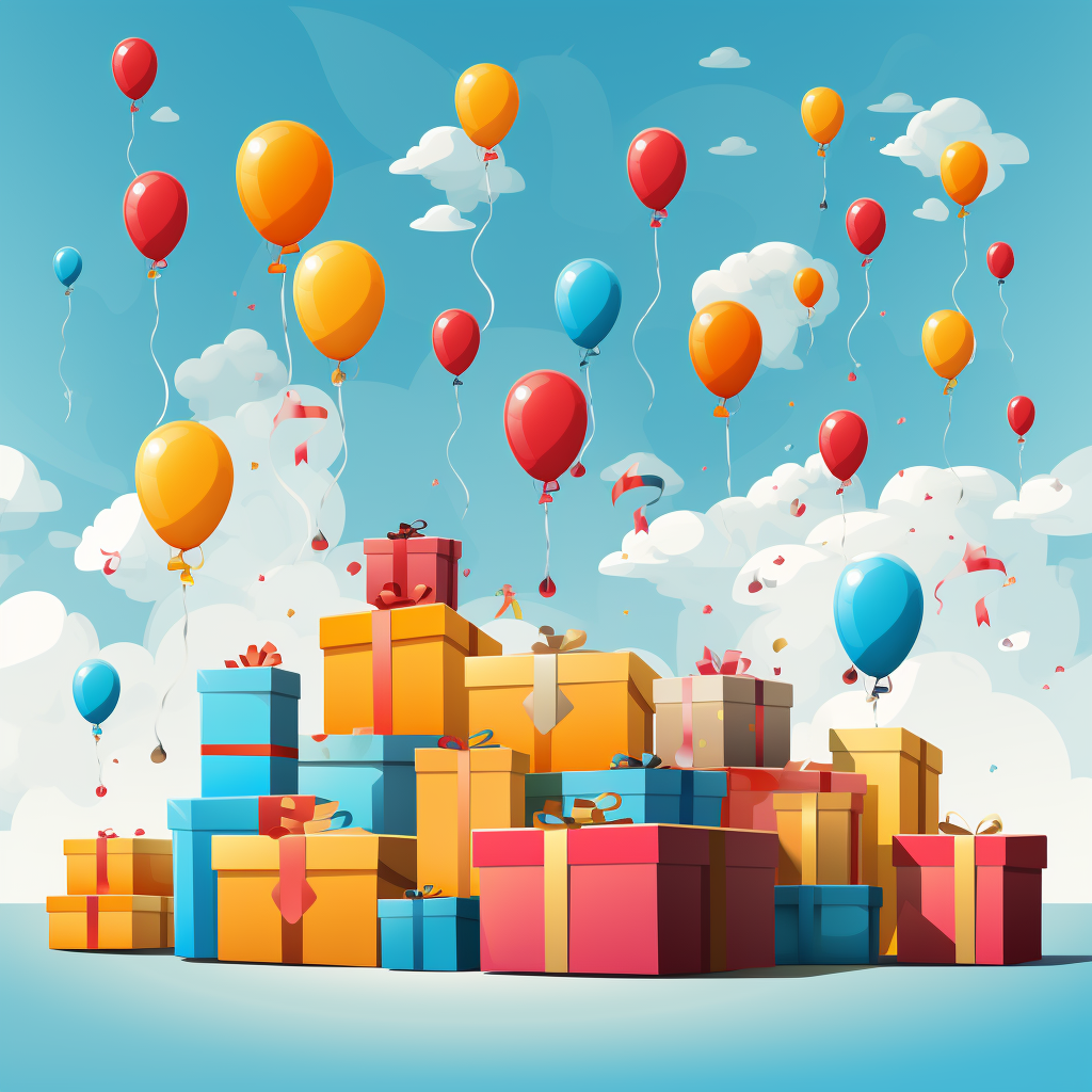 Flying gift boxes in flat design