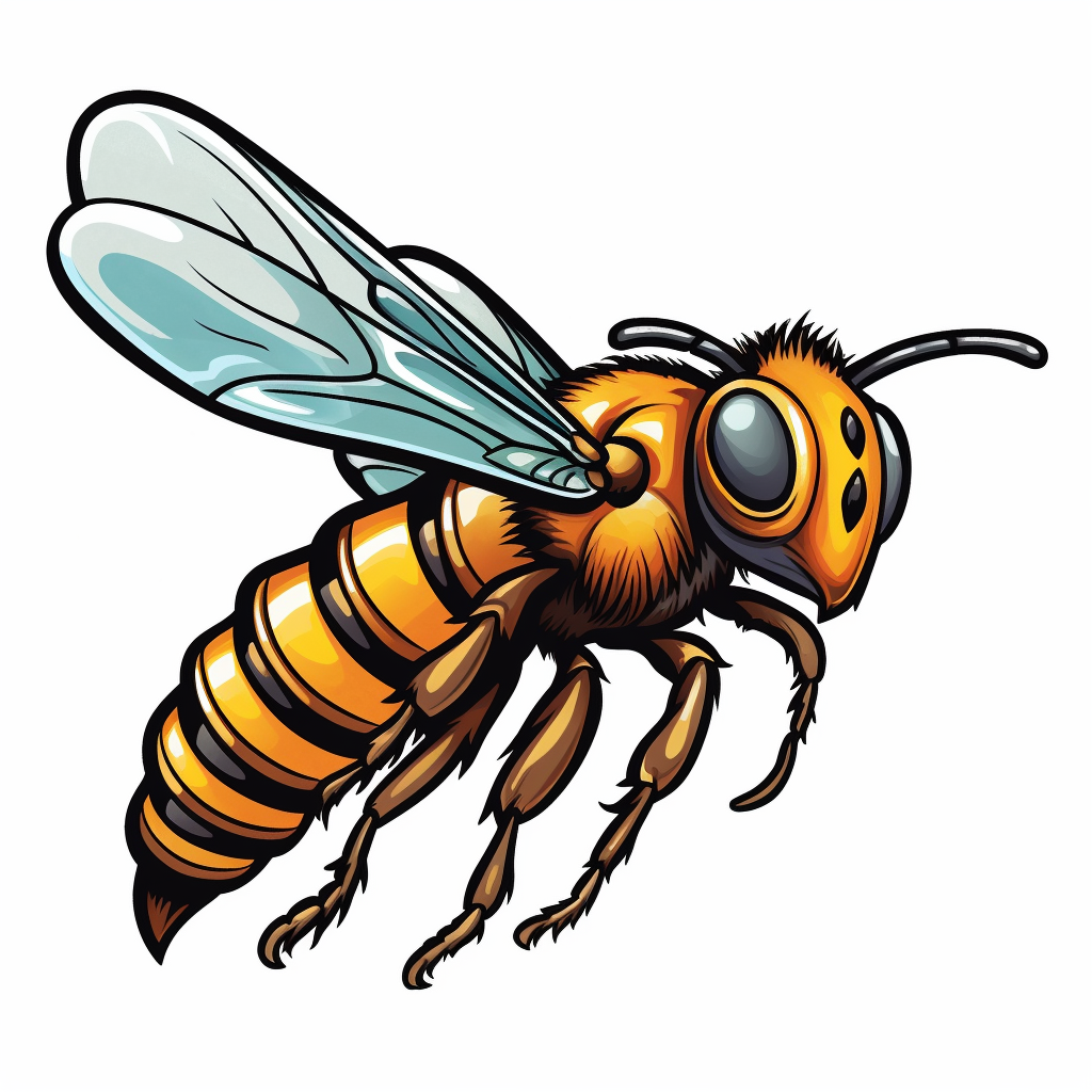 Flying honey bee profile tattoo template