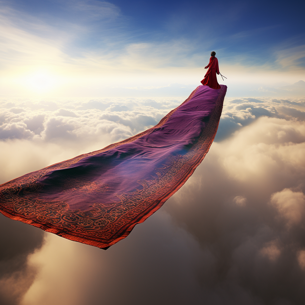 A beautiful image of a flying magic carpet