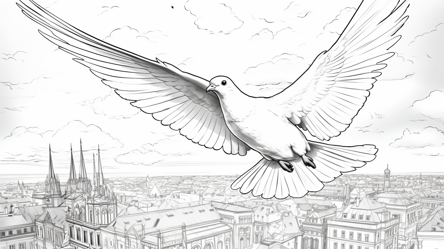 Pigeon flying above the world