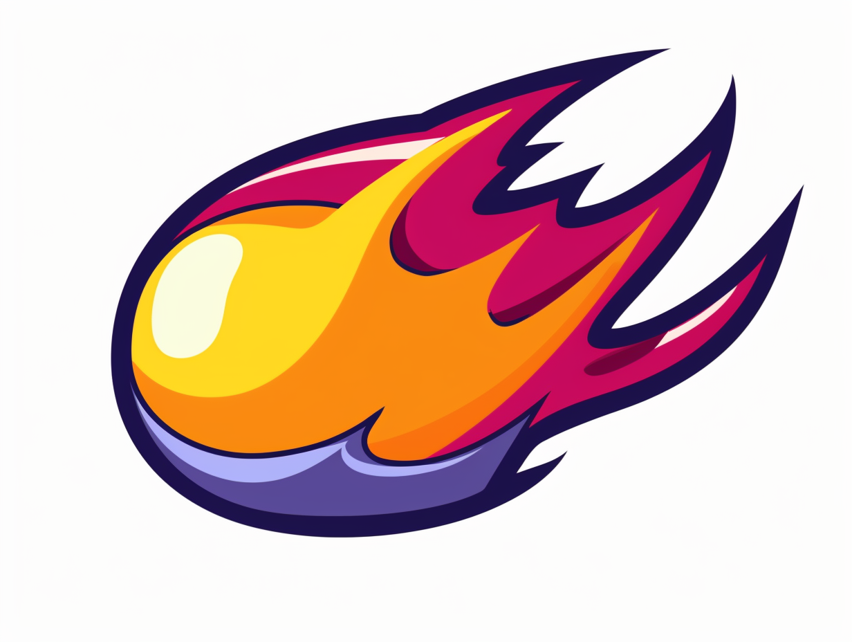 Purple ball with trailing flames