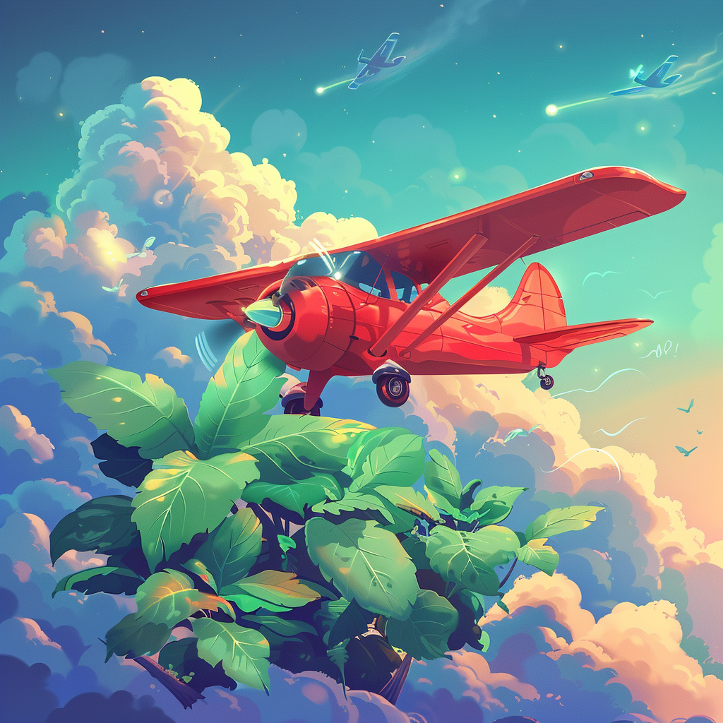 Small red airplane in 2D scene