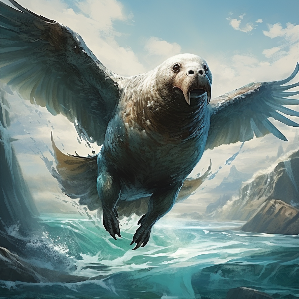 Flying Seal Huge Wings Fantasy Art