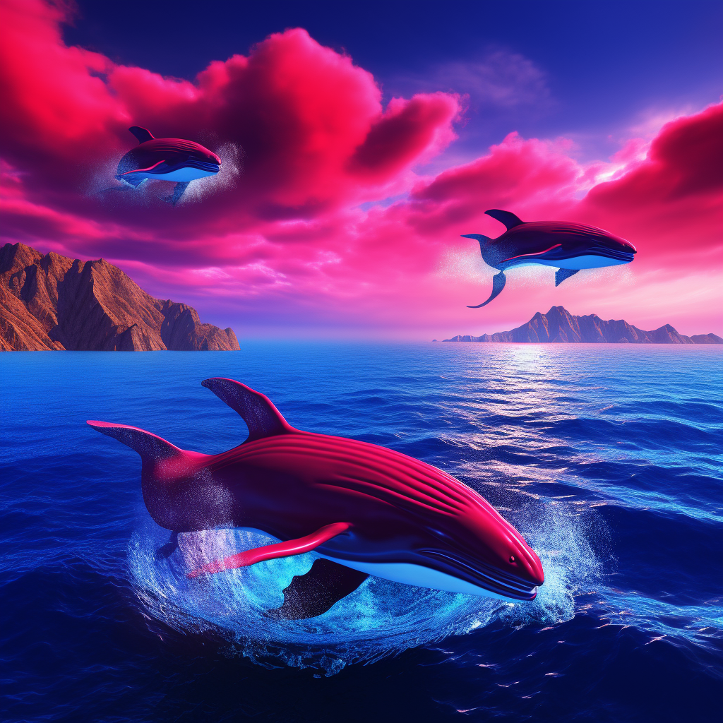 Beautiful flying whales in the sky