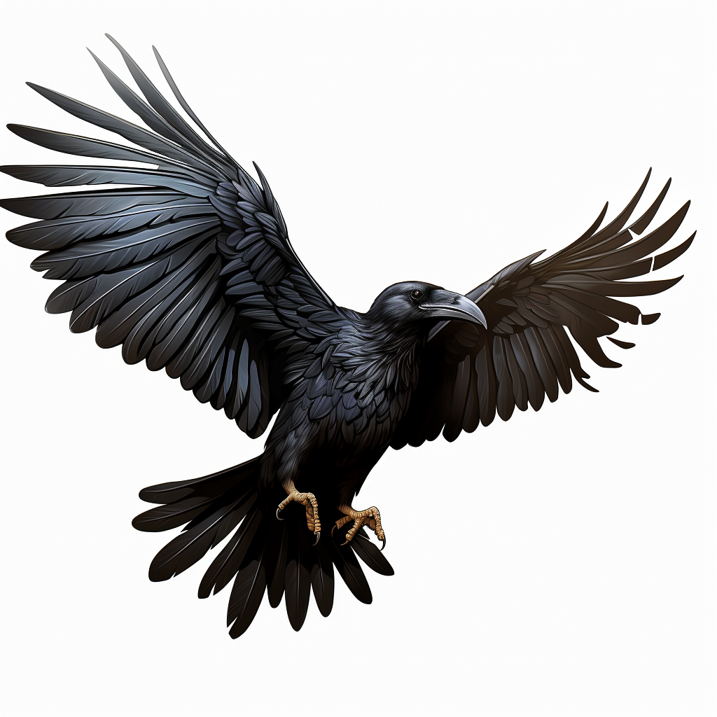 Raven with Wings Spread in Flight