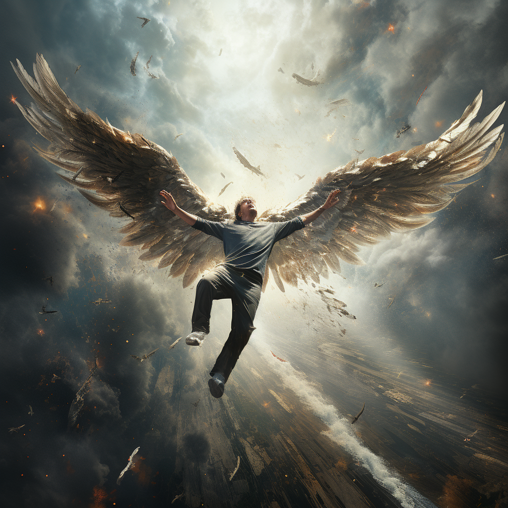 Image of a person with wings flying