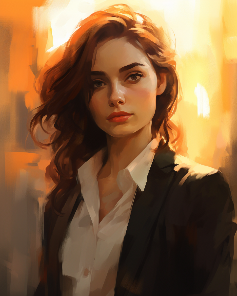 Focused business woman in impressionism style