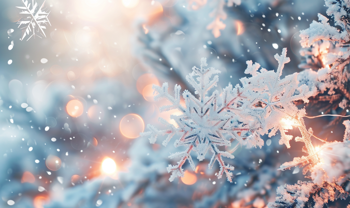 Delicate Christmas background with white snowflakes