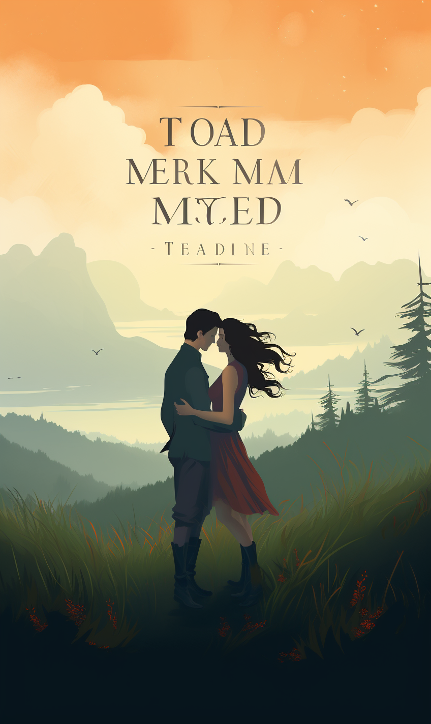 Romance book cover on foggy moor Scotland