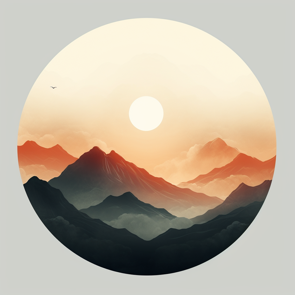 Foggy Mountain in Minimalistic Style