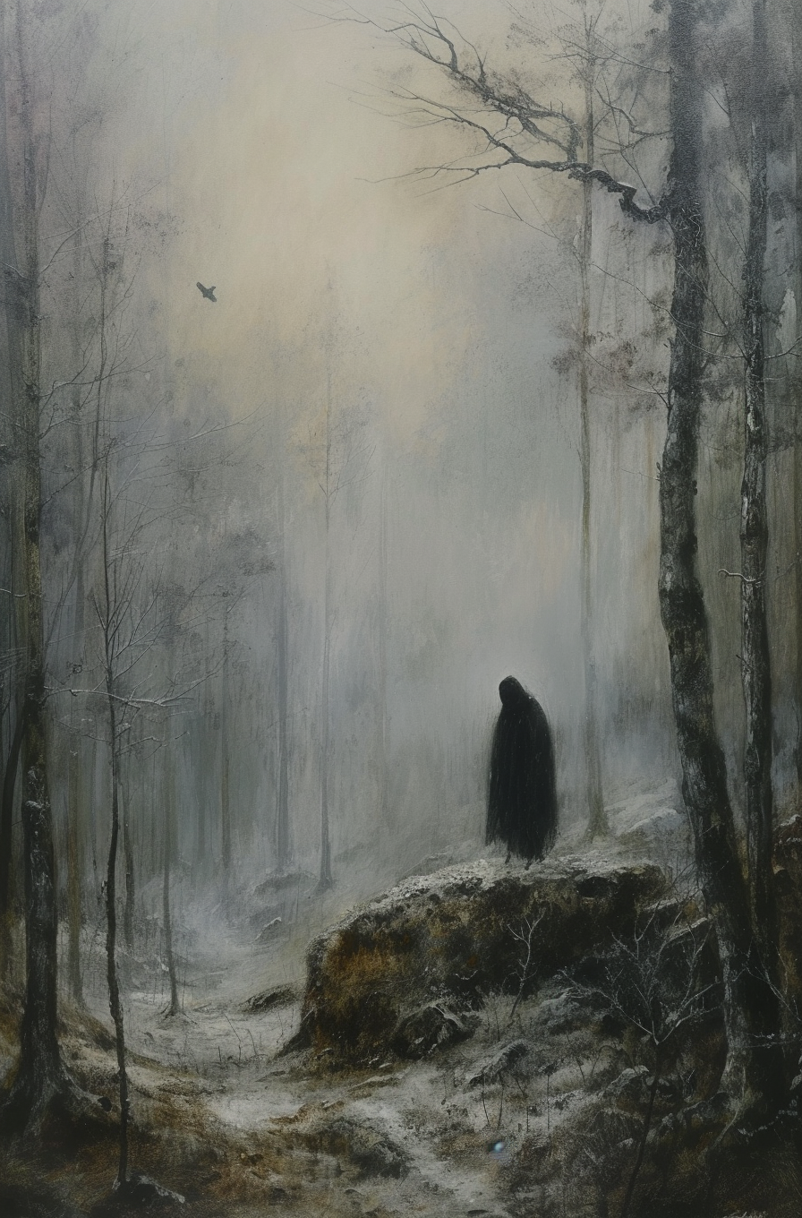 Foggy Northern Forest Priest Pagan Ritual