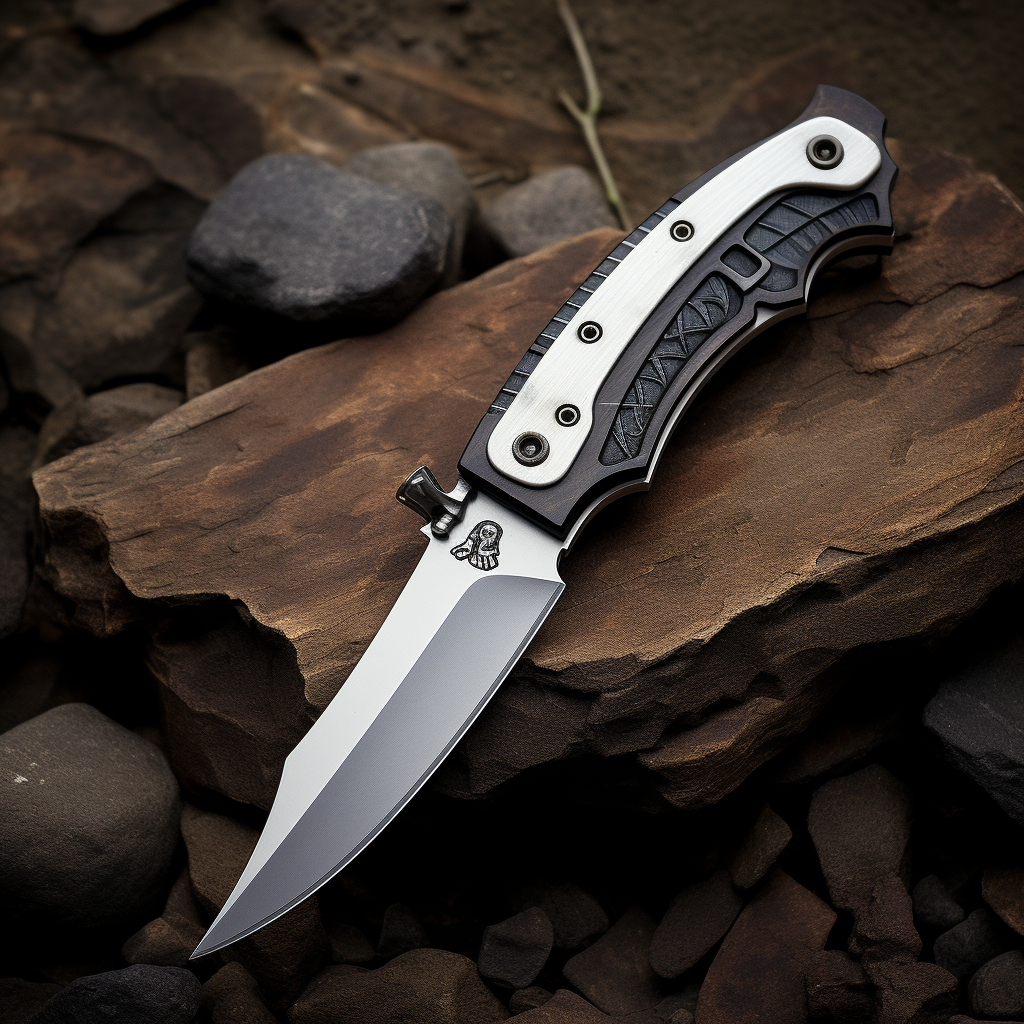 Blackened Blade Folding Knife with Elforyn White Handle