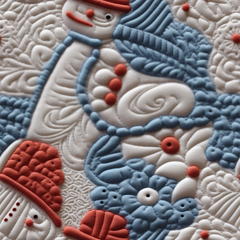 Detailed folk art fabric quilted embroidery