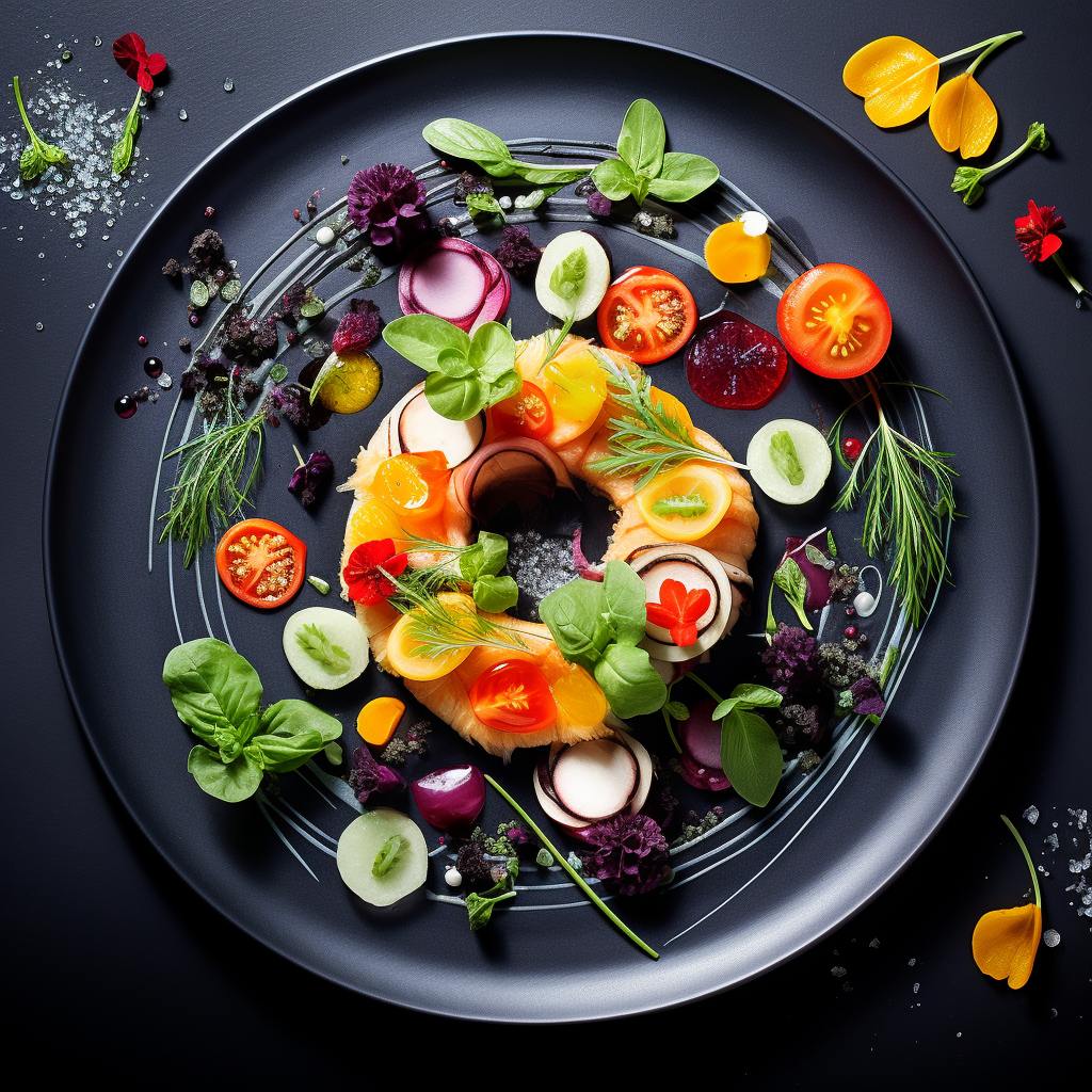 Food Stylist Photo: Restaurant Dishes on Black Slate Surface