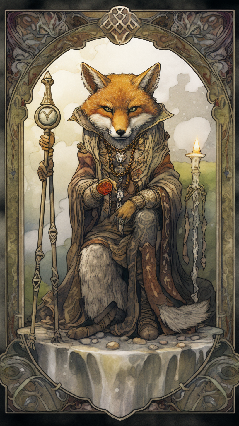 The Fool Tarot Card image with Magick Fox Person