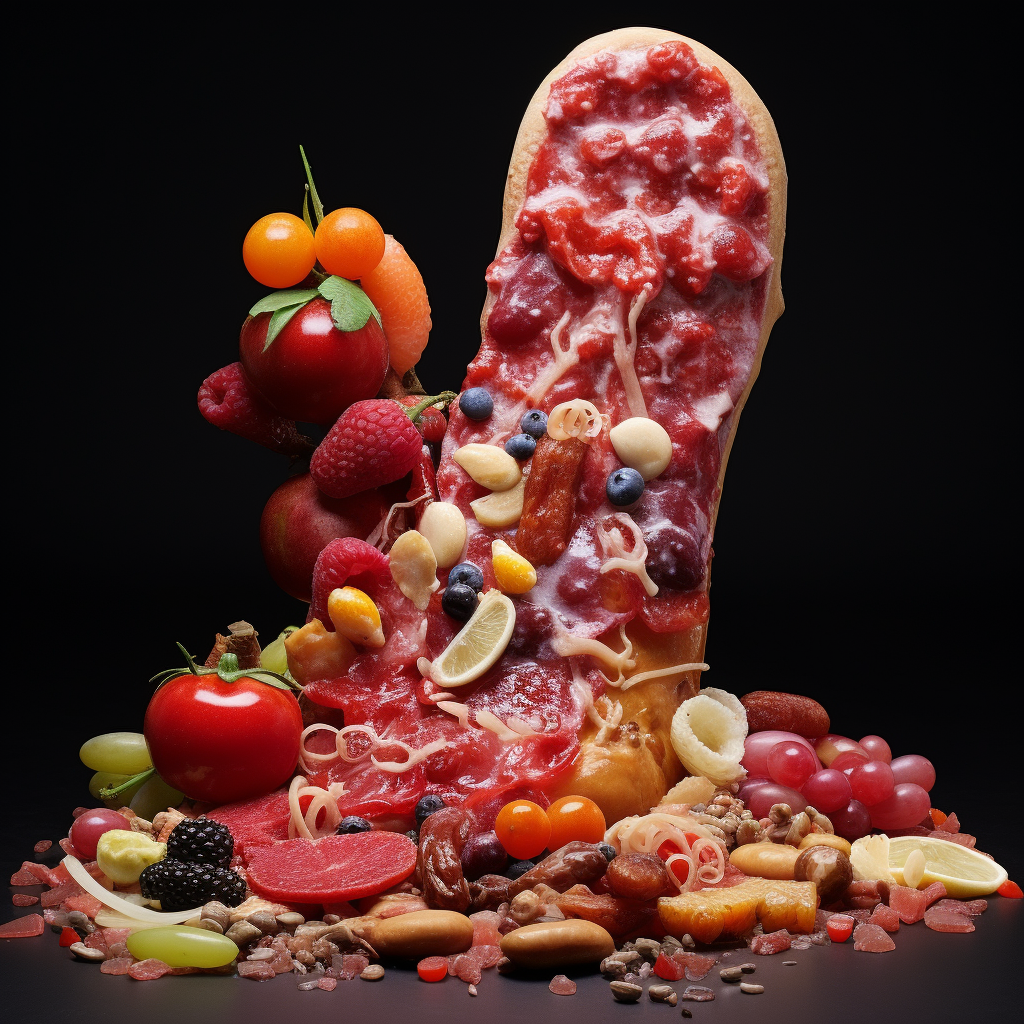 Photo of a foot with food