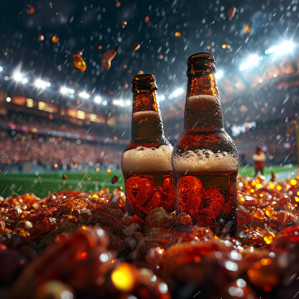 American Football Stadium Jumbo Beer Bottles Field Goal